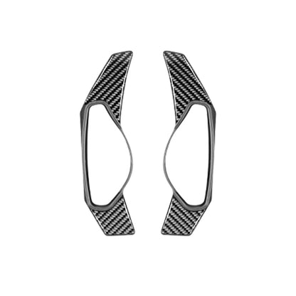 2 PCS Car Carbon Fiber Steering Wheel Paddle Decorative Stickers for Jaguar F-PACE X761 XE X760 XF X260 2016-2020, Left and Right Drive Universal, Steering Wheel Paddle