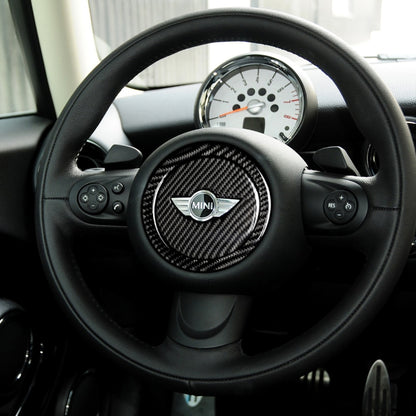 2 PCS Car Steering Wheel R Chassis Carbon Fiber Decorative Sticker for BMW MINI R55 / R56 / Countryman R60 / Paceman R61, For BMW MINI R60