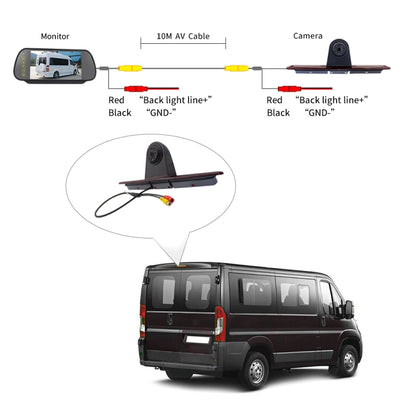 PZ461 Car Waterproof High Position Tail Light Brake Light View Camera + 7 inch Rearview Monitor for Mercedes Benz / Volkswagen, PZ461 + 7 inch Rearview Monitor