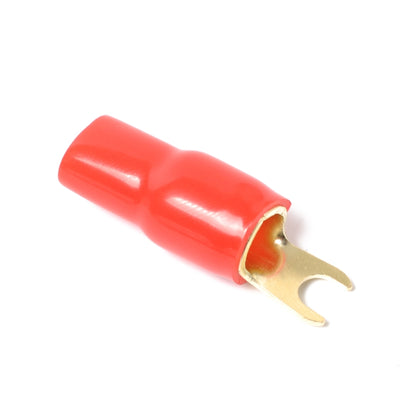 5 Pairs Car Audio Power Ground Wire Fork Terminals Brass 4 Gauge 5/16 inch Connectors Red and Black Boots, 4 Gauge 5/16 inch