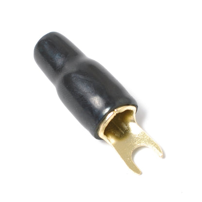 5 Pairs Car Audio Power Ground Wire Fork Terminals Brass 4 Gauge 5/16 inch Connectors Red and Black Boots, 4 Gauge 5/16 inch