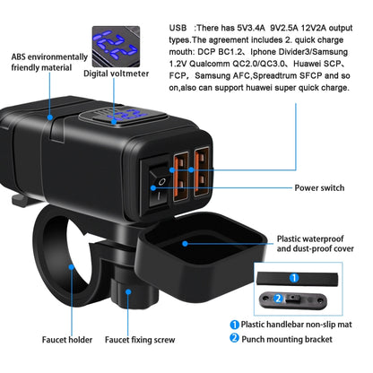 Universal Car Super Quick Dual Port USB Charger Power Outlet Adapter with LED Digital Voltmeter