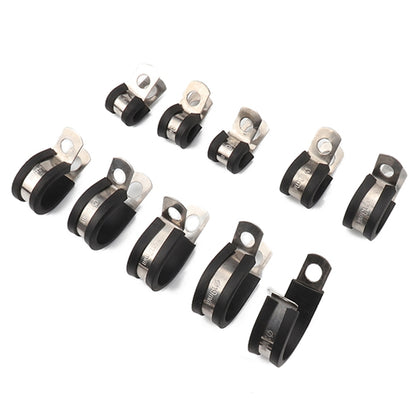 10 PCS Car Rubber Cushion Pipe Clamps Stainless Steel Clamps, Size: 9/8 inch (28mm), Size: 9/8 inch (28mm)