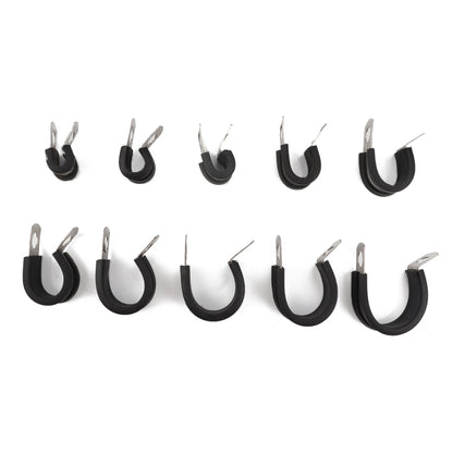 10 PCS Car Rubber Cushion Pipe Clamps Stainless Steel Clamps, Size: 2 inch (50mm), Size: 2 inch (50mm)