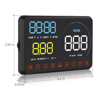 A9 5.5 inch Universal Car OBD2 HUD Vehicle-mounted Head Up Display, A9(Blue), A9(Yellow)