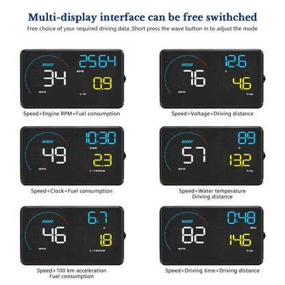A9 5.5 inch Universal Car OBD2 HUD Vehicle-mounted Head Up Display, A9(Blue), A9(Yellow)