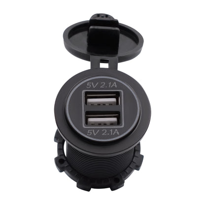 Universal Car Dual USB Charger Power Outlet Adapter 4.2A 5V IP66 with Aperture + 60cm Cable, 4.2A + 60cm Cable(Blue Light), 4.2A + 60cm Cable(Orange Light), 4.2A + 60cm Cable(Red Light)