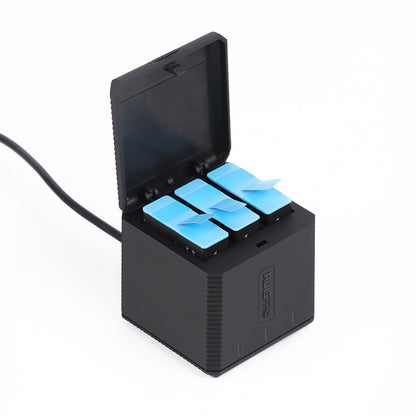 RUIGPRO USB Triple Batteries Housing Charger Box with Cable & Indicator Light for GoPro HERO9 Black / HERO10 Black