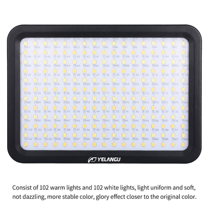 YELANGU YLG0504B 204 LEDs 1000LM 3300-5600K No Polar Dimmable Studio Light Video & Photo Light for Canon, Nikon, DSLR Cameras, 204 LEDs