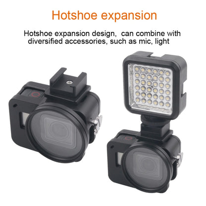 Housing Shell CNC Aluminum Alloy Protective Cage with Insurance Frame & 52mm UV Lens for GoPro HERO7 Black /6 /5, 52mm UV Black