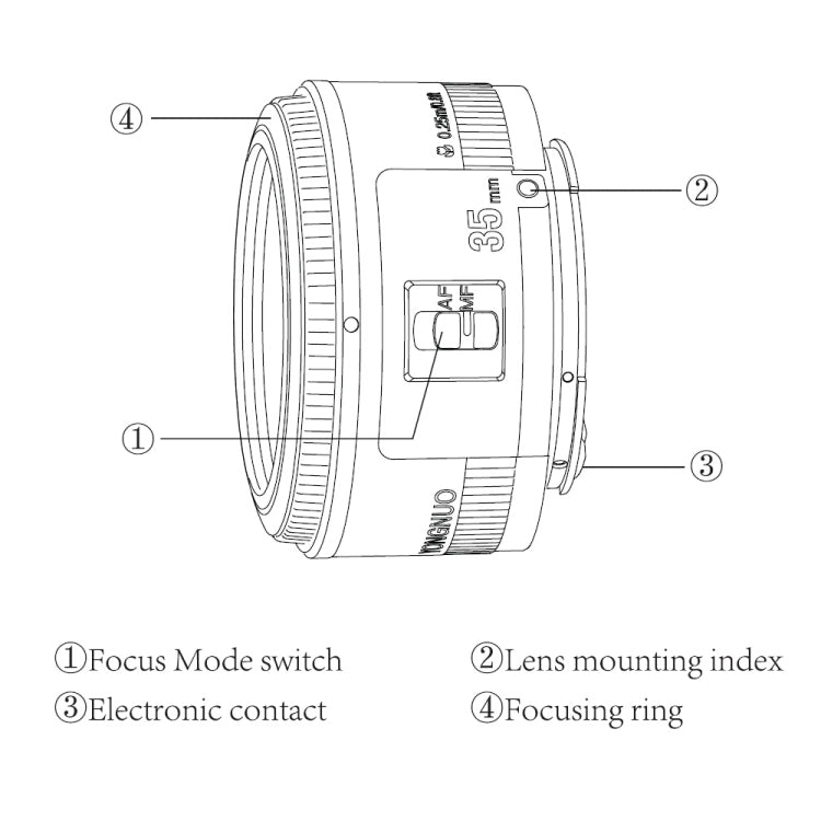 YONGNUO YN35MM F2C 1:2 AF/MF Wide-Angle Fixed/Prime Auto Focus Lens for Canon EOS EF Lens, YN35mm F2C