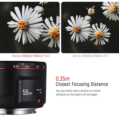 YONGNUO YN50MM F1.8C II F1.8 Auto Focus Lens for Canon EF Mount New Lens, YN50mm F1.8C II