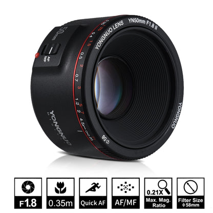 YONGNUO YN50MM F1.8C II F1.8 Auto Focus Lens for Canon EF Mount New Lens, YN50mm F1.8C II