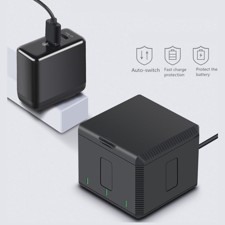 RUIGPRO USB Triple Batteries Housing Charger Box with LED Indicator Light for DJI OSMO Action 1, Charger Box
