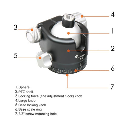 FITTEST X4 Low Center of Gravity High Locking Force Panoramic Ball Head with Quick Release Plate for DSLR & Digital Cameras, Load Max 10kg, YT040 X4