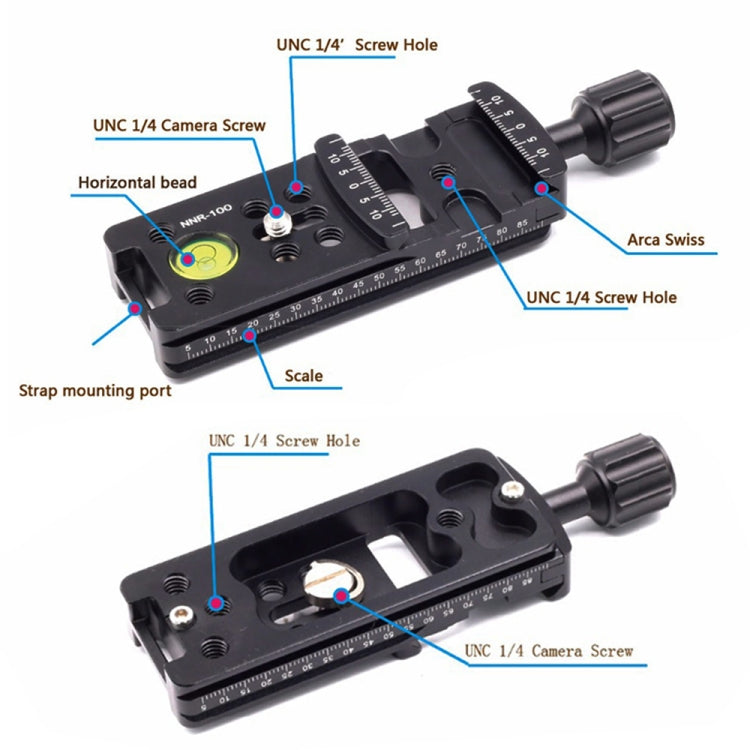 NNR-100 Multi-Purpose 100mm Nodal Rail Slide Plate QR Clamp Macro Panoramic Bracket, NNR-100