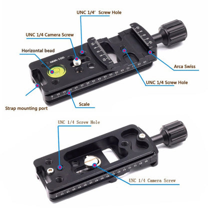 NNR-100 Multi-Purpose 100mm Nodal Rail Slide Plate QR Clamp Macro Panoramic Bracket, NNR-100