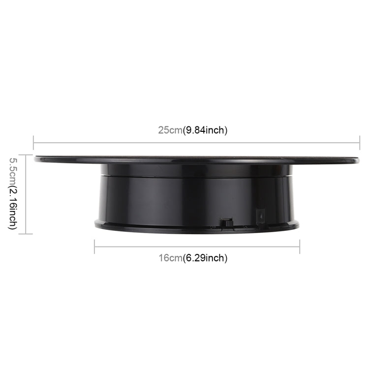 25cm 360 Degree Electric Rotating Turntable Display Stand Video Shooting Props Turntable for Photography, Load 3kg, Powered by Battery, 25cm/Powered by Battery(B), 25cm/Powered by Battery(BW), 25cm/Powered by Battery(W)