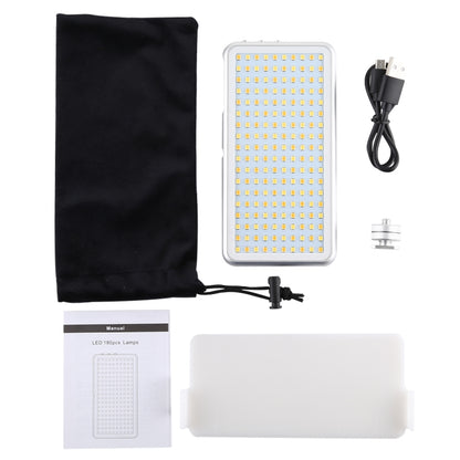 LED011S Pocket 180 LEDs Professional Vlogging Photography Video & Photo Studio Light with OLED Display & Cold Shoe Adapter Mount for Canon / Nikon DSLR Cameras, 180 LED