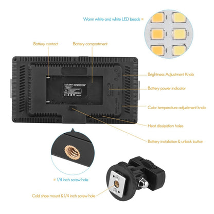 LED01 416 LEDs 3600LM Professional Vlogging Photography Video & Photo Studio Light for Canon / Nikon DSLR Cameras, 416 LED