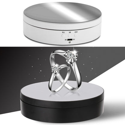 13.8cm Mirror Style USB Charging Smart 360 Degree Rotating Turntable Display Stand Video Shooting Props Turntable for Photography, Load 3kg, 13.8cm Mirror/Powered by USB(W)