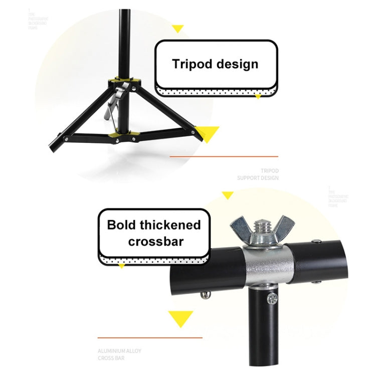 100x200cm T-Shape Photo Studio Background Support Stand Backdrop Crossbar Bracket Kit with Clips, No Backdrop, 100x200cm