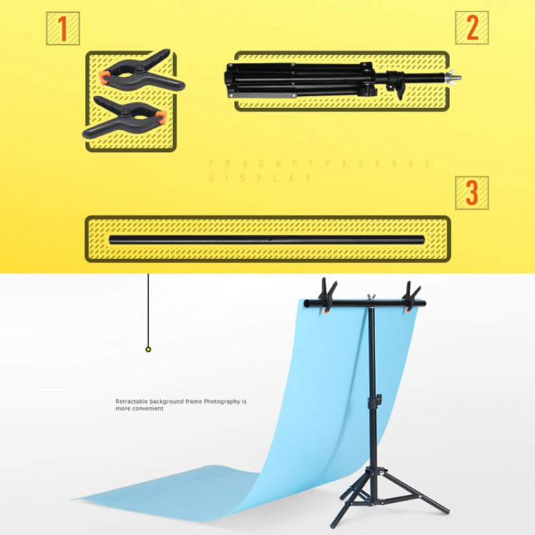 70x200cm T-Shape Photo Studio Background Support Stand Backdrop Crossbar Bracket Kit with Clips, No Backdrop, 70x200cm