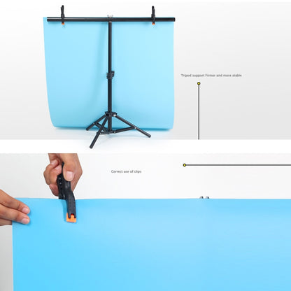 70x200cm T-Shape Photo Studio Background Support Stand Backdrop Crossbar Bracket Kit with Clips, No Backdrop, 70x200cm