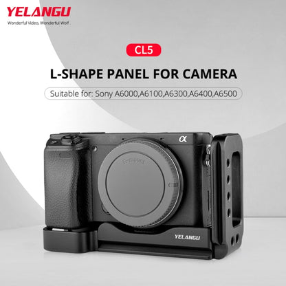 YELANGU YLG0715A 1/4 inch Vertical Shoot Quick Release L Plate Bracket Base Holder for Sony A6300 / A6000 / A6100 / A6400 / A6500, For Sony A6300