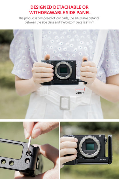 YELANGU YLG0715A 1/4 inch Vertical Shoot Quick Release L Plate Bracket Base Holder for Sony A6300 / A6000 / A6100 / A6400 / A6500, For Sony A6300