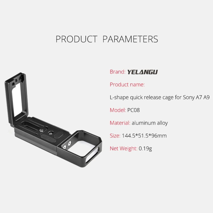 YELANGU CL6 YLG0712A Vertical Shoot Quick Release L Plate Bracket Base Holder for Sony A9 (ILCE-9) / A7 III/ A7R III, For Sony A9