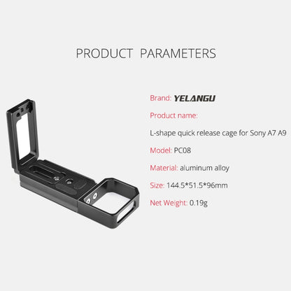 YELANGU CL6 YLG0712A Vertical Shoot Quick Release L Plate Bracket Base Holder for Sony A9 (ILCE-9) / A7 III/ A7R III, For Sony A9