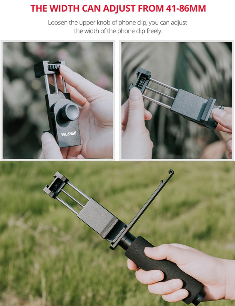 YELANGU PC08 YLG0117A Handheld Grip Holder Bracket with Mobile Phone Metal Clamp, Bracket