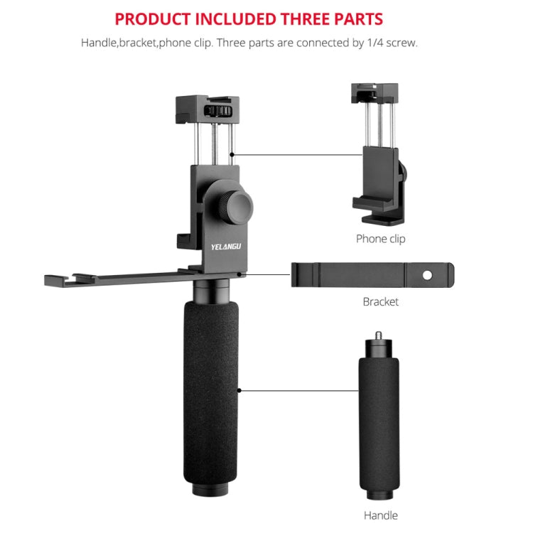YELANGU PC08 YLG0117A Handheld Grip Holder Bracket with Mobile Phone Metal Clamp, Bracket