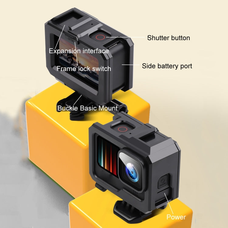 For GoPro HERO10 Black / HERO9 Black ABS Plastic Border Frame Mount Protective Case with Buckle Basic Mount & Screw, ABS Plastic Border Frame