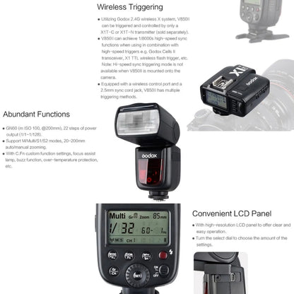 Godox V850II 2.4GHz Wireless 1/8000s HSS Flash Speedlite for Canon / Nikon DSLR Cameras, V850II