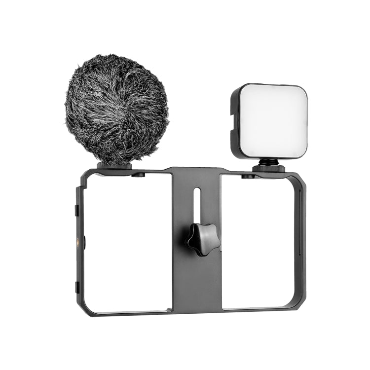 YELANGU PC202 YLG1801B Vlogging Live Broadcast LED Selfie Light Smartphone Video Rig Handle Stabilizer Bracket Kits with Microphone & Fill Light, PC202