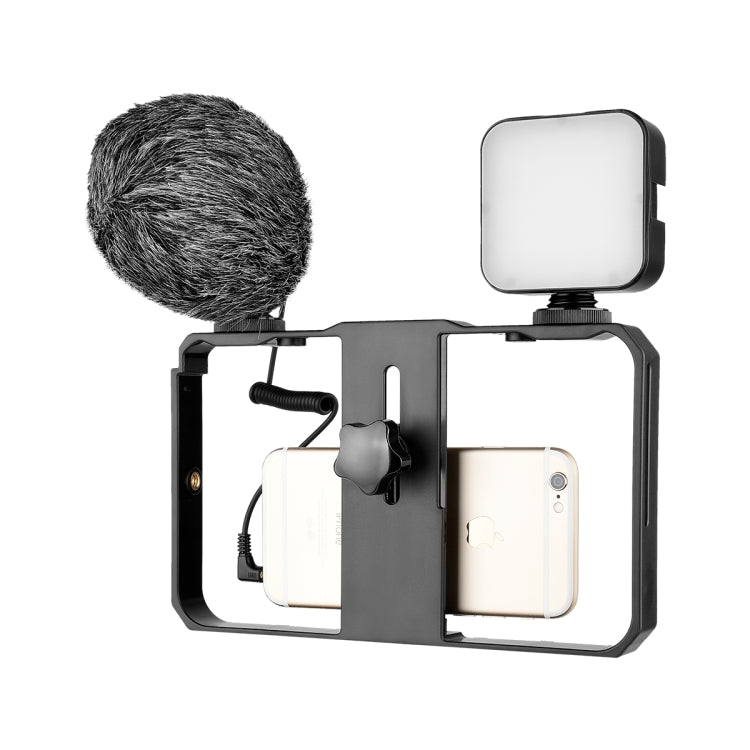 YELANGU PC202 YLG1801B Vlogging Live Broadcast LED Selfie Light Smartphone Video Rig Handle Stabilizer Bracket Kits with Microphone & Fill Light, PC202