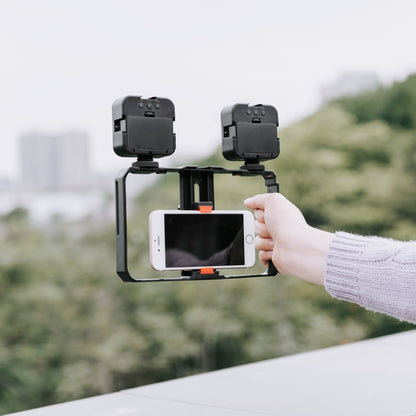 YELANGU PC202 YLG1801B Vlogging Live Broadcast LED Selfie Light Smartphone Video Rig Handle Stabilizer Bracket Kits with Microphone & Fill Light, PC202
