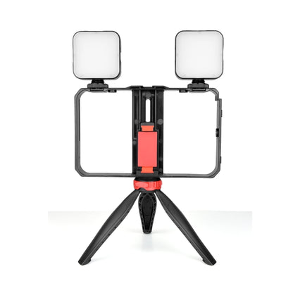 YELANGU PC203 YLG1801C Vlogging Live Broadcast LED Selfie Light Smartphone Video Rig Handle Stabilizer Plastic Bracket Tripod Kits, PC203