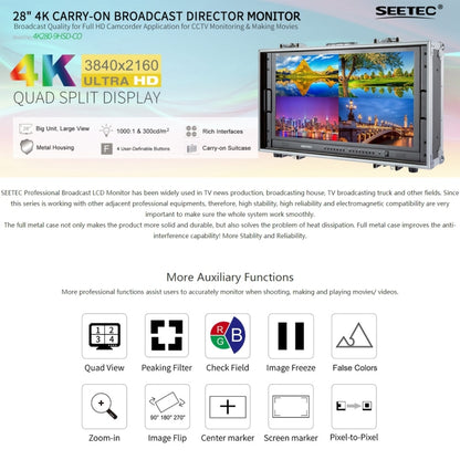 SEETEC 4K280-9HSD-CO 3840x2160 28 inch HDMI 4K HD Director Box Camera Field Monitor, Support Four Screen Split, 4K280-9HSD-CO