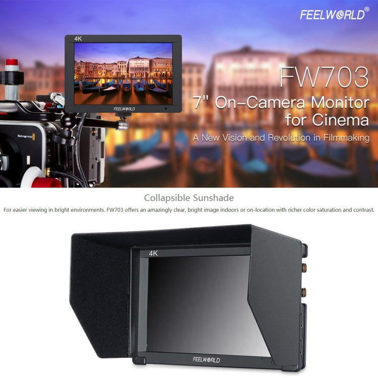 FEELWORLD FW703 1920x1200 7 inch IPS Screen HDMI 4K SDI Broadcast Camera Field Monitor, FW703