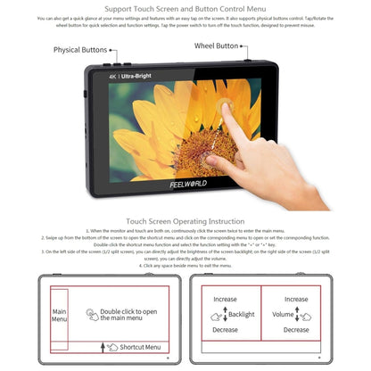 FEELWORLD LUT7 1920x1200 2200 nits 7 inch IPS Screen HDMI 4K Touch Screen Camera Field Monitor, LUT7