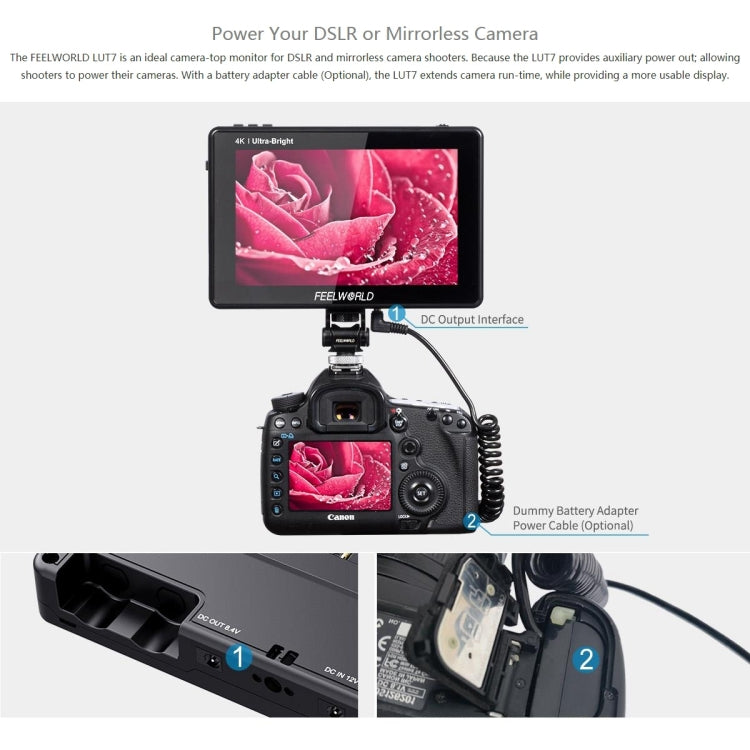 FEELWORLD LUT7 1920x1200 2200 nits 7 inch IPS Screen HDMI 4K Touch Screen Camera Field Monitor, LUT7