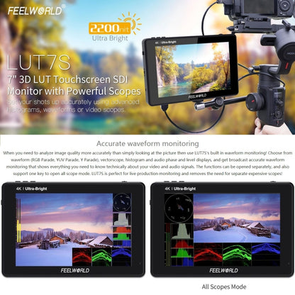 FEELWORLD LUT7S 1920x1200 2200 nits 7 inch IPS Screen HDMI 4K Touch Screen Camera Field Monitor, LUT7S