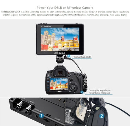 FEELWORLD LUT7S 1920x1200 2200 nits 7 inch IPS Screen HDMI 4K Touch Screen Camera Field Monitor, LUT7S