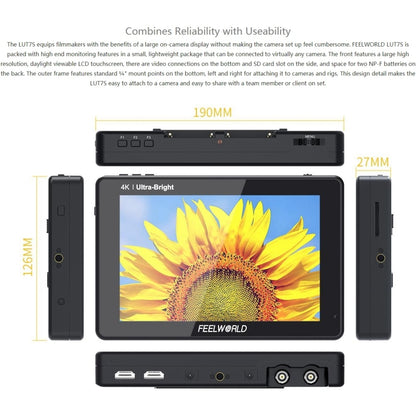 FEELWORLD LUT7S 1920x1200 2200 nits 7 inch IPS Screen HDMI 4K Touch Screen Camera Field Monitor, LUT7S