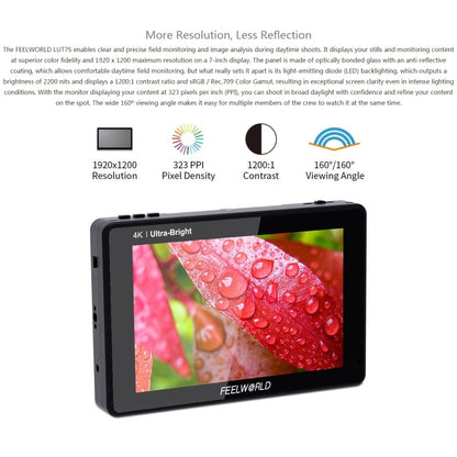 FEELWORLD LUT7S 1920x1200 2200 nits 7 inch IPS Screen HDMI 4K Touch Screen Camera Field Monitor, LUT7S