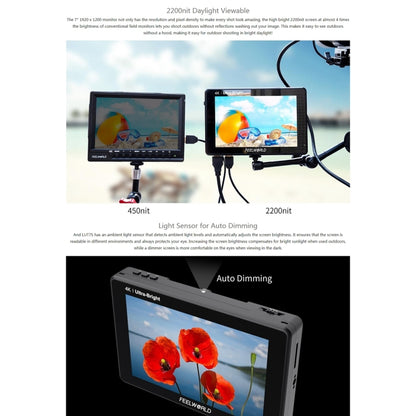 FEELWORLD LUT7S 1920x1200 2200 nits 7 inch IPS Screen HDMI 4K Touch Screen Camera Field Monitor, LUT7S