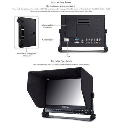 SEETEC P133-9HSD 1920x1080 13.3 inch Broadcast Level Full HD Media Film Camera Field Monitor, P133-9HSD